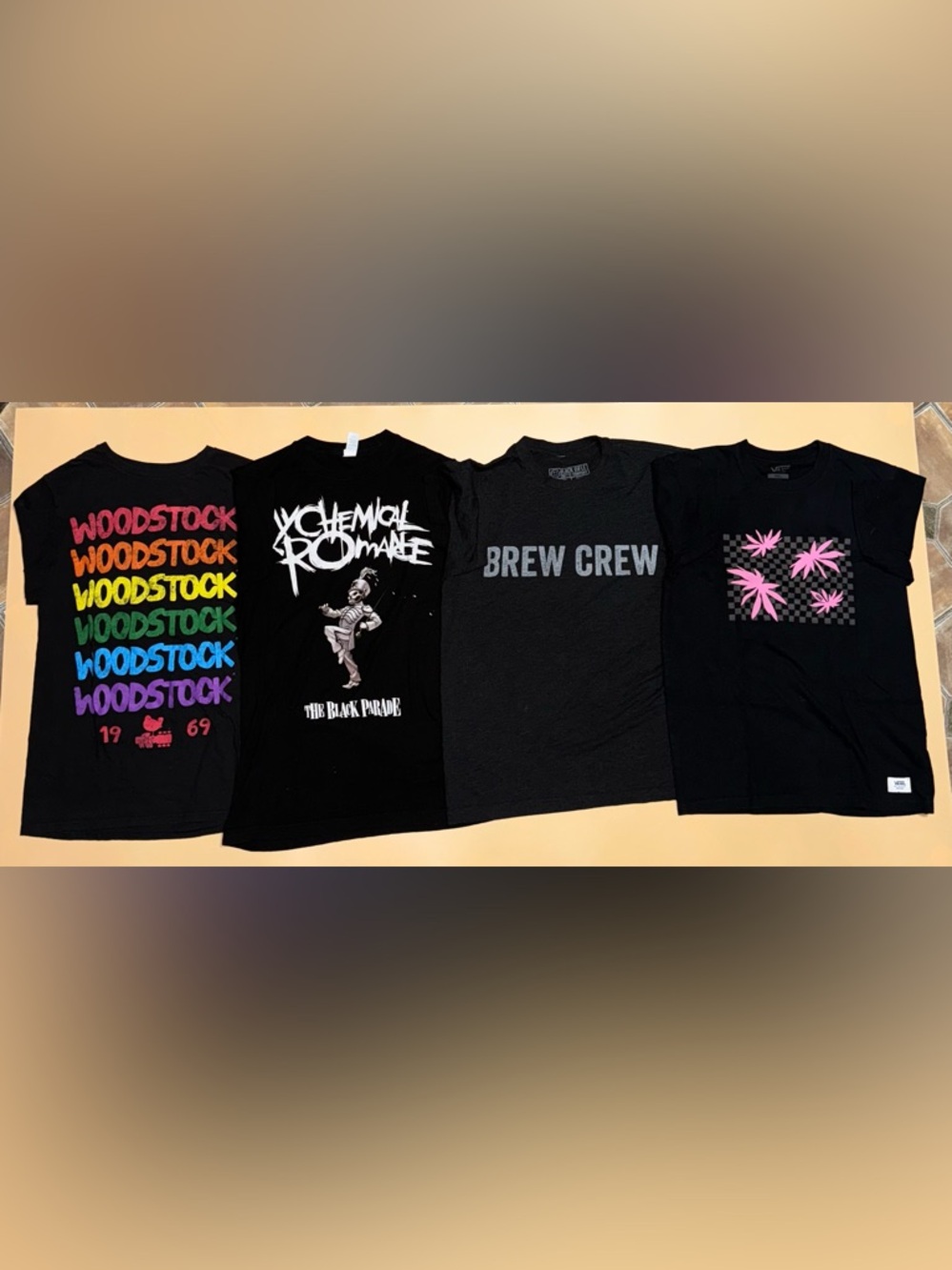 Lot Of 4 Graphic T-shirt Men Small Chemical Romance Woodstock Vans Black Rifle